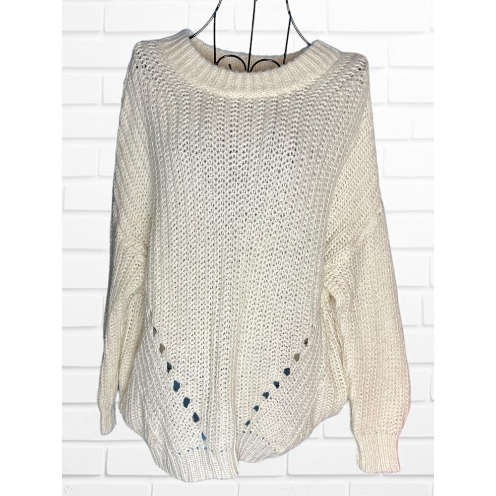 5/$25 American Eagle Women's Size S Loose Knit Mock Neck Sweater Beige Cream